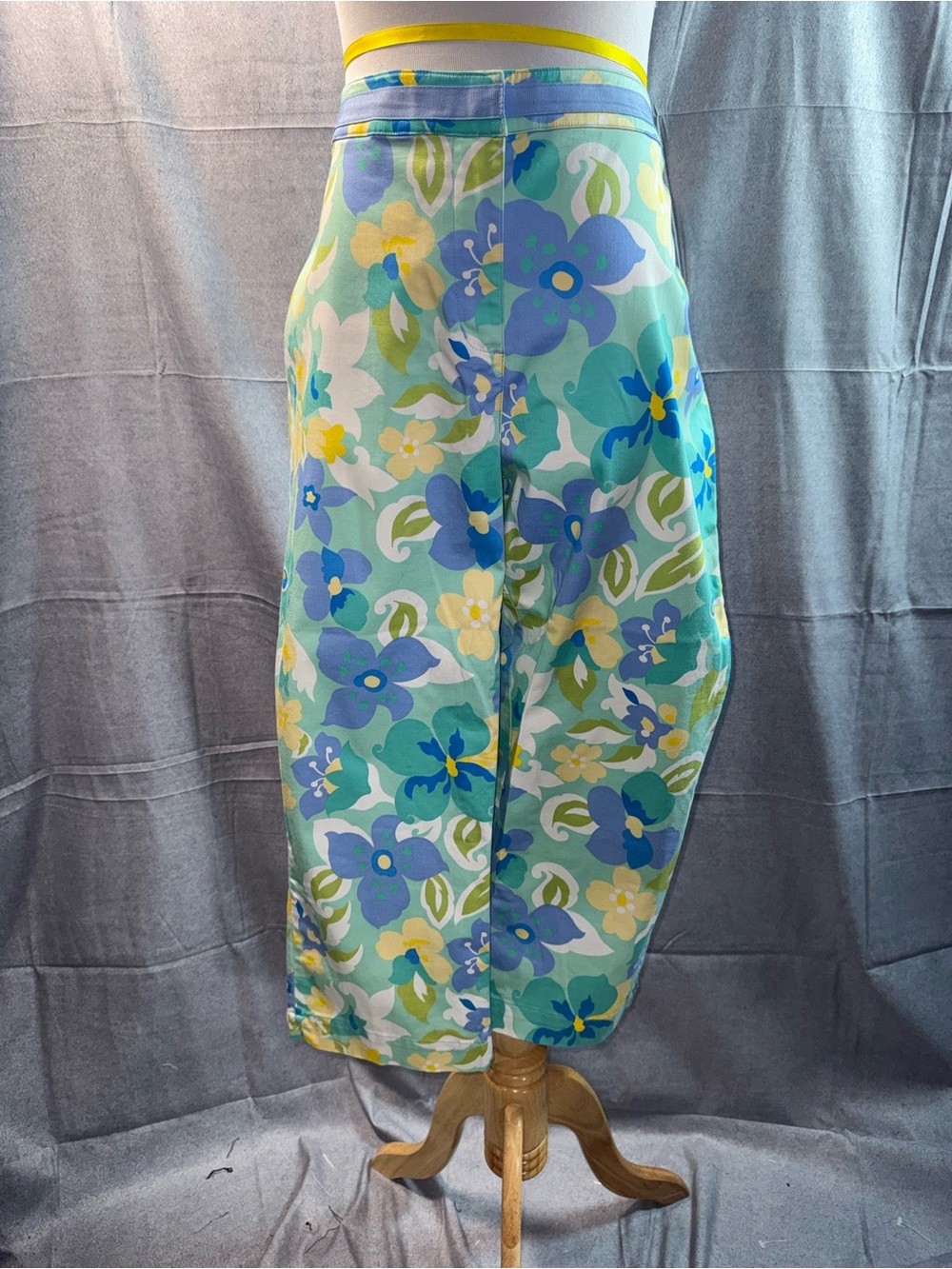 1762-Westbound Wide-Leg Jumpsuit Pants in Aqua, Blue & Yellow Floral